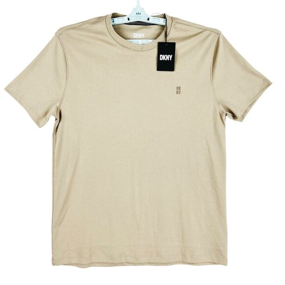DKNY Men's Stretch Pullover Short Sleeve Khaki Soft T-shirt Size Medium NWT - Picture 1 of 9